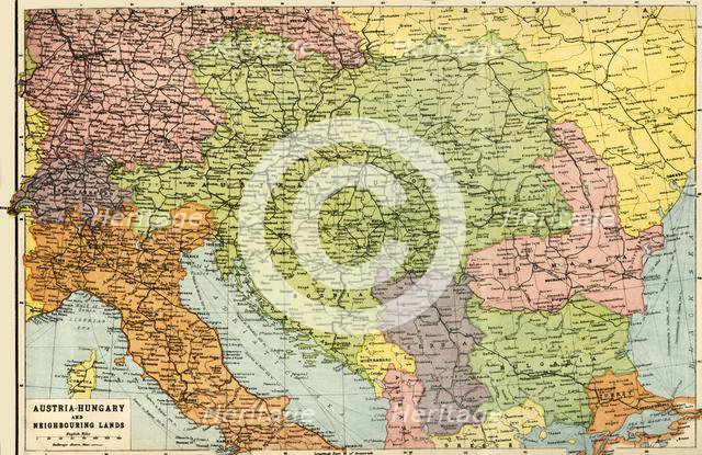 'Austria-Hungary and Neighbouring Lands - Map, 1920. Creator: John Bartholomew & Son.