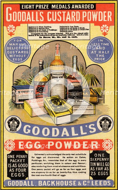 Goodall’s Custard & Egg Powder, 19th century. Artist: Unknown