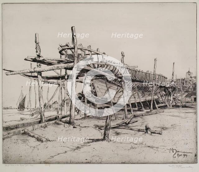 High Noon in the Boat Yard, Rye, 1909. Creator: Martin Hardie.