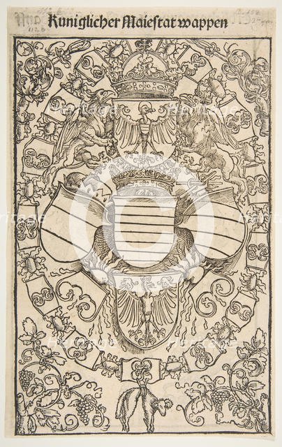 Recto: Coat of Arms of Maximilian I as King of the Romans; verso: Coat of Arms of Florian ..., 1502. Creator: Unknown.