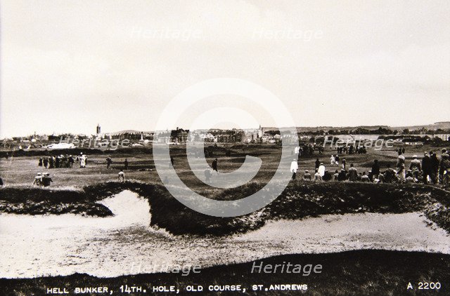 'Hell Bunker, 14th hole, Old Course, St Andrews', c1910. Artist: Unknown