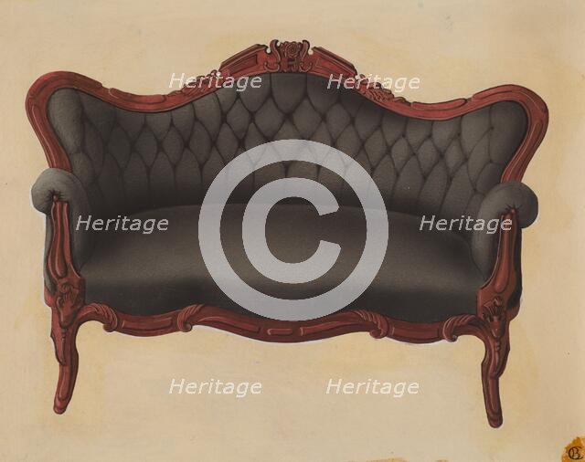 Settee Couch, c. 1936. Creator: Beverly Chichester.