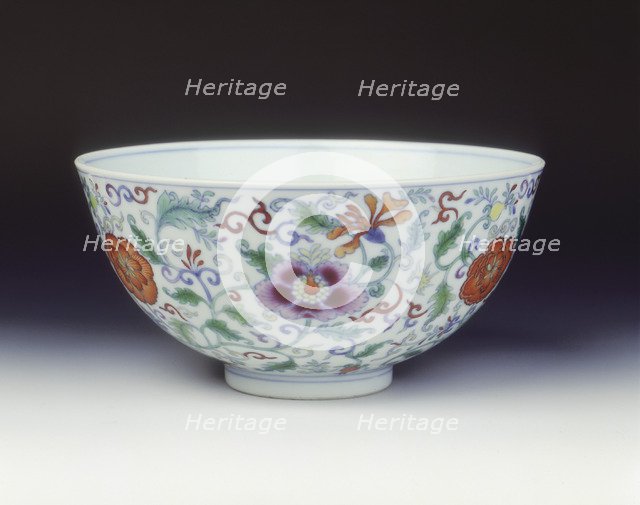 Doucai bowl with floral decoration, Yongzheng period, Qing dynasty, China, 1723-1735. Artist: Unknown