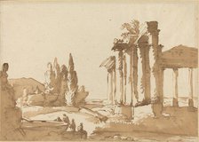 Landscape with Ruins, 18th century. Creator: Unknown.