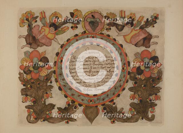 Pa. German Birth Certificate, c. 1937. Creator: Elmer G Anderson.