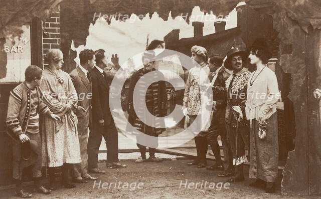 Soldiers, one in drag, performing in the concert party "The Goods", 1918. Creator: Unknown.