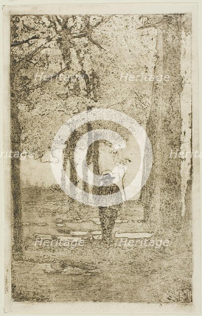 Wooded Walk with Figure, n.d. Creator: Giovanni Fattori.