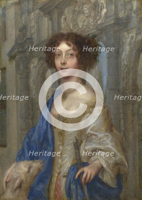 Portrait of a Woman as Saint Agnes, c. 1680. Creator: Coques, Gonzales (1614/18-1684).