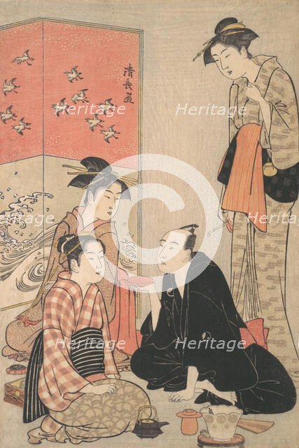 The Kabuki Actor Sawamura Sojuro III and Courtesans, ca. 1783-84. Creator: Torii Kiyonaga.