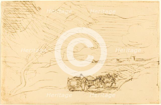 Wagon Going to Town (Le Charriot allant a la ville), 1860. Creator: Jean-Baptiste-Camille Corot.