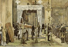 Queen Maria de las Mercedes Orleans receiving last rites' queen of Spain, wife of Alphonse XII, d…