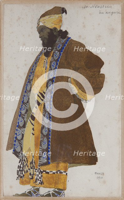 Costume design to the play The Martyrdom of St. Sebastian by Gabriele D'Annuzio, 1911. Artist: Bakst, Léon (1866-1924)