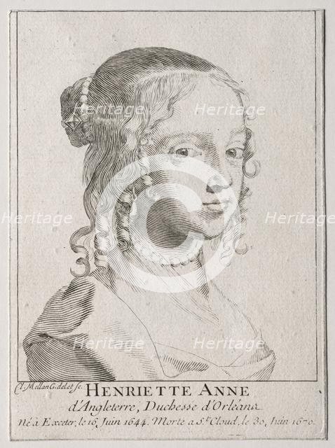 Henriette-Marie dAngleterre, duchess dOrleans. Creator: Claude Mellan (French, 1598-1688).