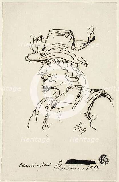 Head of a Cavalier, 1863. Creator: Harrison Weir.