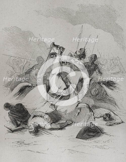 Battle of Araviana, (22 September 1359), War of the Two Peters..., Spain, 1853. Creator: Antonio Roca Sallent.