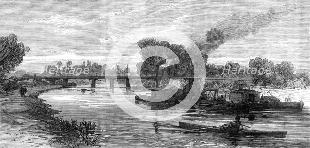 The Cam River improvements: dredging near Cambridge, 1869. Creator: Unknown.