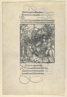 Unfalo Causing Theuerdanck to Fall into a Trap during a Hunt, from Theuerdanck, 1517. Creator: Hans Schäufelein the Elder.