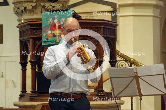 Chris Coull, Tim Whitehead Quintet, Chris Coull Promotion, St Andrew’s Church, Hove, August 2025. Creator: Brian O'Connor.