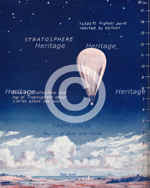 'Travelling 14 Miles Up In The Stratosphere', 1935. Artist: Unknown.