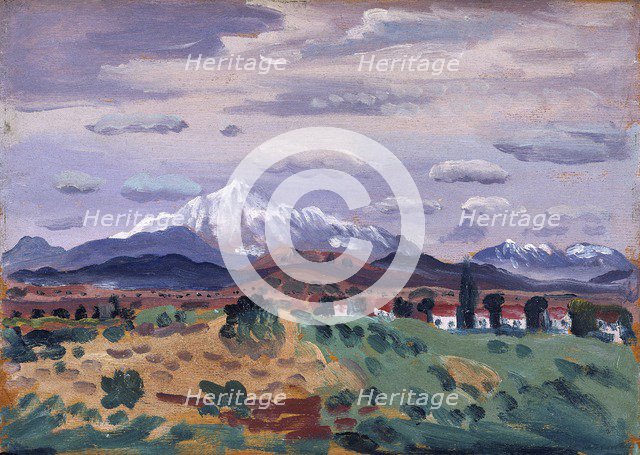 'Canigou in snow', 1908-1914. Artist: James Dickson Innes