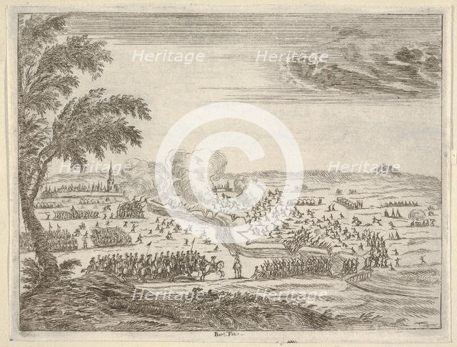 Francesco I d'Este Sets Out for the Siege of Cremona, Crosses the Trench Between Himself a..., 1659. Creator: Bartolomeo Fenice.