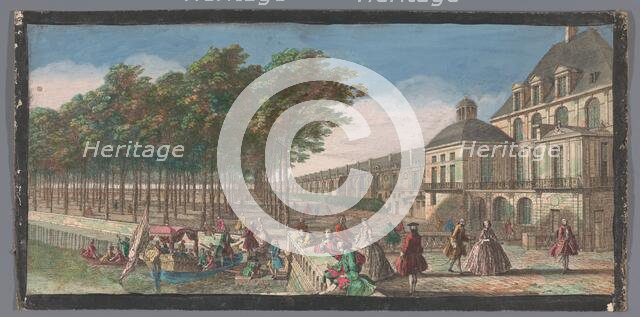 View of the Cour de la Fontaine of the Palais de Fontainebleau, 1700-1799. Creators: Anon, Jacques Rigaud.