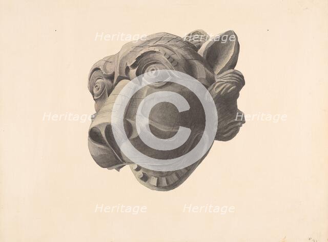 Carved Cat Head Gargoyle, c. 1936. Creator: Alton K. Skillin.