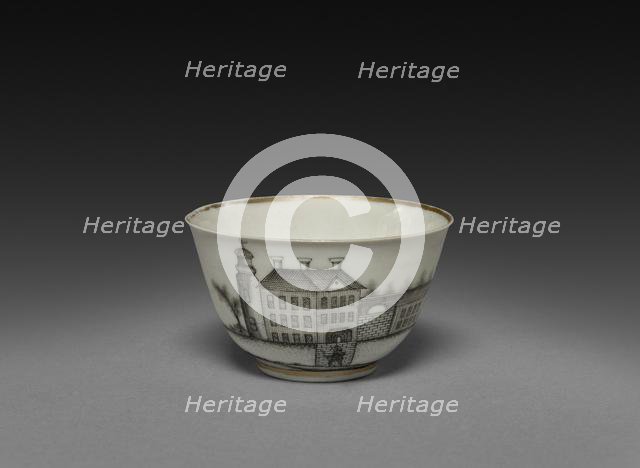 Tea Bowl with View of Town (Cleves?), c. 1770-1785. Creator: Unknown.
