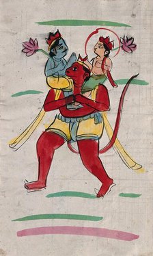 Hanuman carrying Rama and Laksmana. Creator: Unknown.