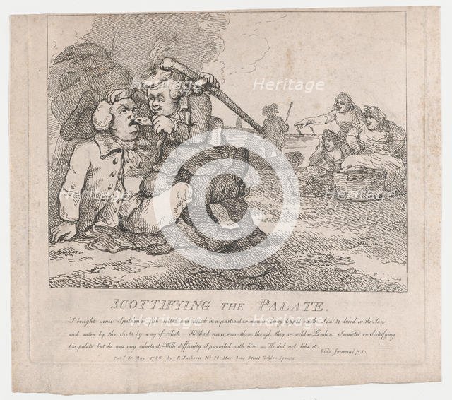 Scottifying the Palate (Picturesque Beauties of Boswell, Part the First), May 30, ..., May 30, 1786. Creator: Thomas Rowlandson.