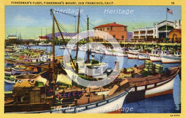 Fishing fleet, Fisherman's Wharf, San Francisco, California, USA, 1932. Artist: Unknown