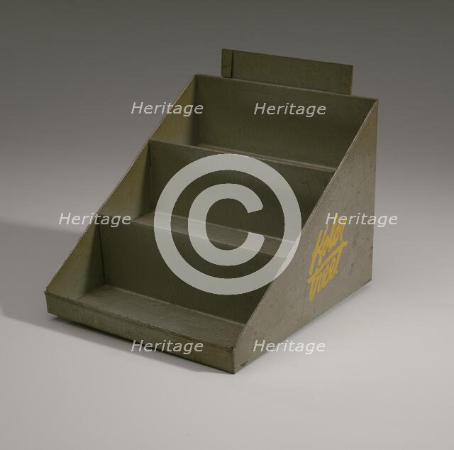 Display stand with spools of thread and needles from Mae's Millinery Shop, 1941-1994. Creator: Unknown.