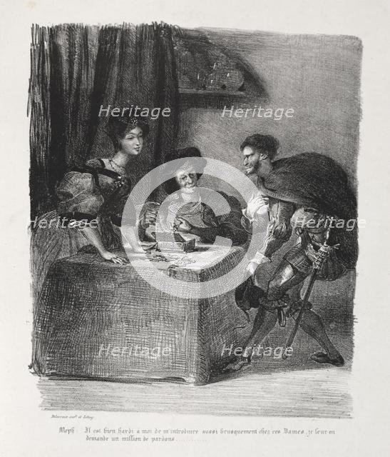 Illustrations for Faust: Méphistophelés is at Marthe, 1828. Creator: Eugène Delacroix (French, 1798-1863); Chez Ch. Motte, Éditeur, distributed by Chez Sautelet, Libraire.