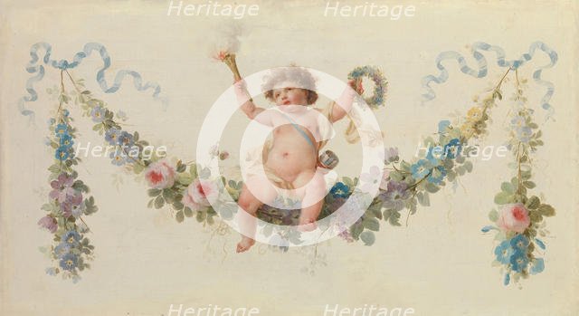 Cupid Seated on a Garland, 1770-90. Creator: Unknown.
