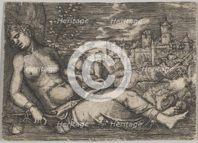 Der Welt Lauf (Sleeping Justice) (copy), early 16th century. Creator: Barthel Beham.
