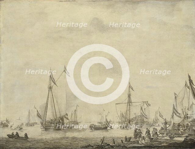 Royal Yacht and State Yacht Sail from Moerdijk with Charles II, King of England, on board, 1660, 166 Creator: Willem van de Velde I.