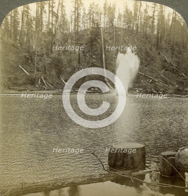 Log flume, Oregon, USA.Artist: Underwood & Underwood