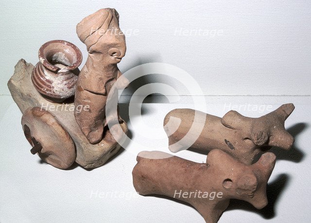 Terracotta model cart and bullocks, Indus Valley, Harappa, c3000- c2500 BC. Artist: Unknown