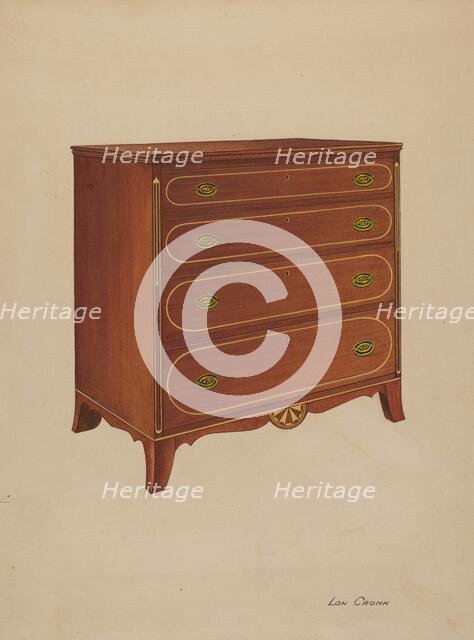 Butternut Wood Chest of Drawers, c. 1938. Creator: Lon Cronk.