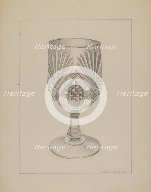 Molded Water Glass, c. 1937. Creator: Ludmilla Calderon.