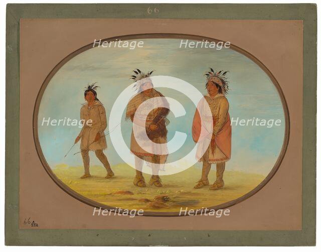 Two Weeah Warriors and a Woman, 1861/1869. Creator: George Catlin.