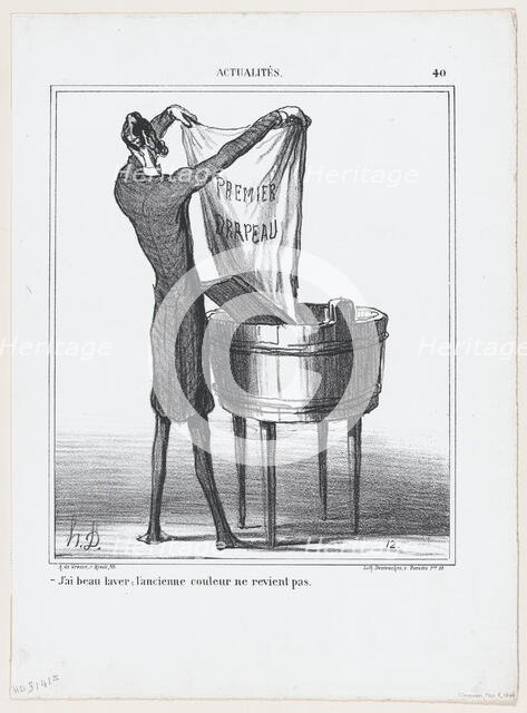 J'ai beau laver; l'ancienne couleur ne revient pas, 1869.  Creator: Honore Daumier.