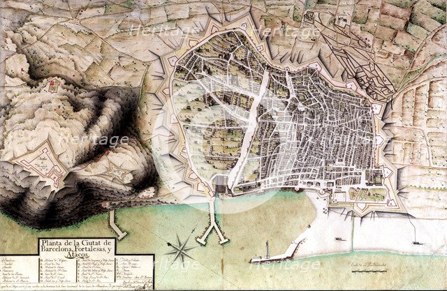 Plan of the late 17th century of the city of Barcelona, copy made by the architect Francesc Renar…