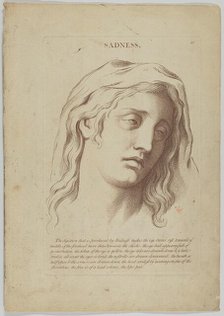 Sadness (from Heads Representing the Various Passions of the Soul; as they are Expressed i..., 1765. Creator: Anon.