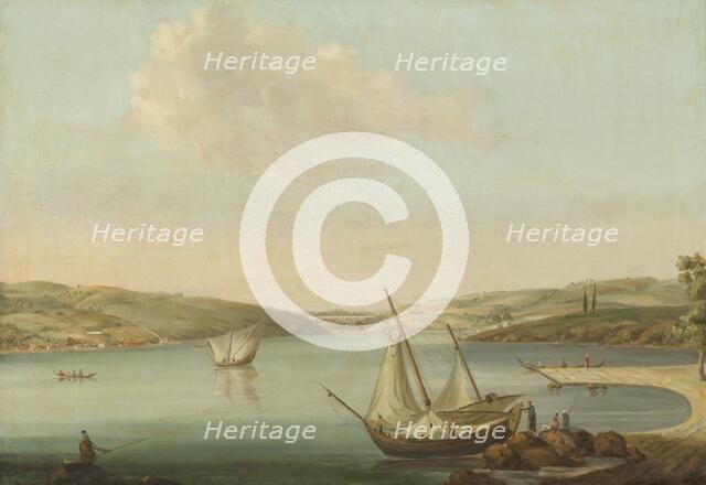 View of the Bosporus, taken from the Height of Beykoz to the northwest, with the Aqueduct of Justini Creator: Antoine van der Steen.