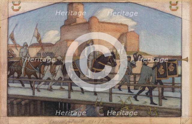 Kaarle Knuutinpoja's departure from Viipurinlinna, 1900-1905. Creator: Albert Gebhard.