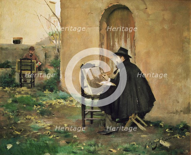  'Rusiñol and Casas Painting', oil, 1890 signed by the two artists.