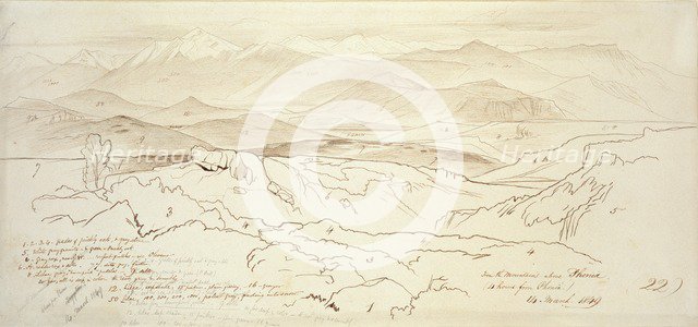 View from the Mountains above Phonia, 1849. Artist: Edward Lear.