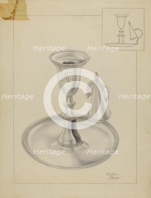 Silver Candlestick Holder, c. 1936. Creator: Clayton Braun.