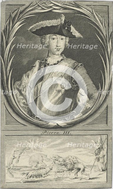 Portrait of the Tsar Peter III of Russia (1728-1762), c. 1750. Creator: Anonymous.